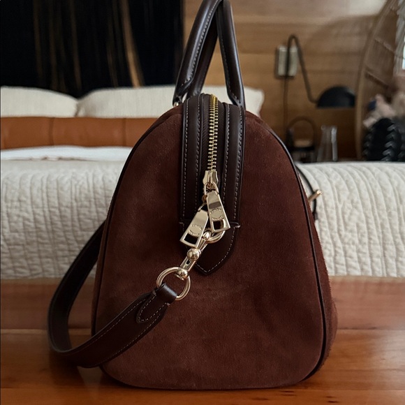 Coach Large Rowan Dark Brown Suede Satchel - Picture 4 of 8